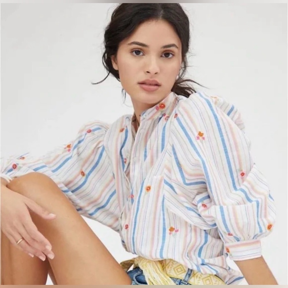 NWT Anthropologie Pilcro The Bella Femme Button Down Shirt M